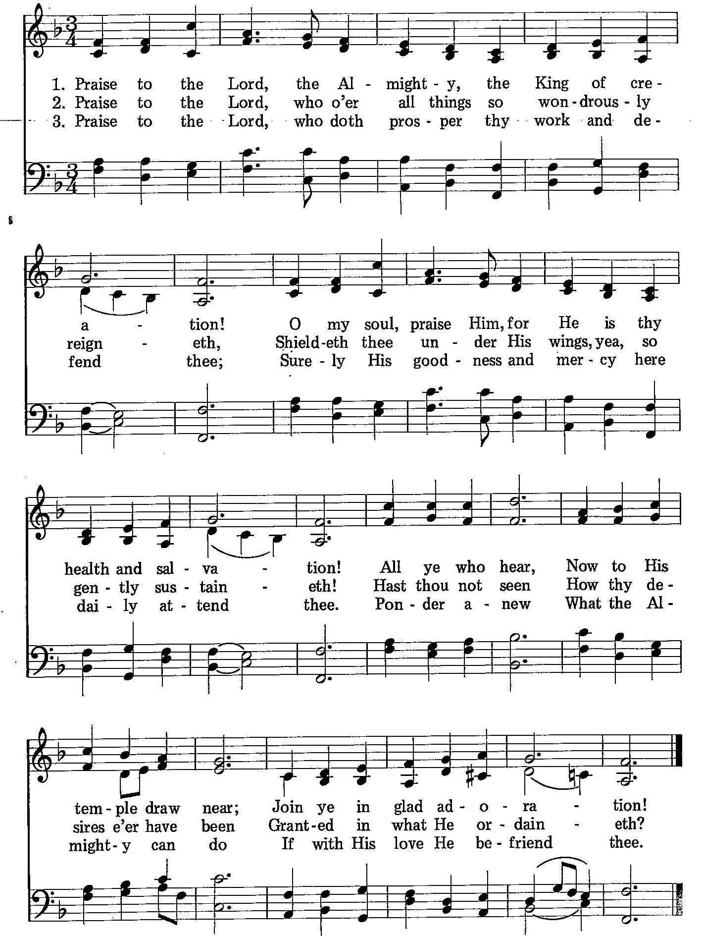 001 – Praise to the Lord sheet music